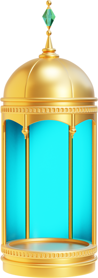 3D Elegant Islamic Lantern with Turquoise Glass